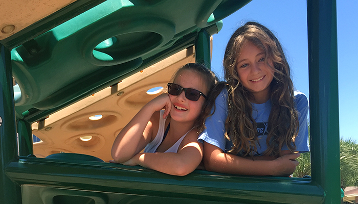 Two girls on playground