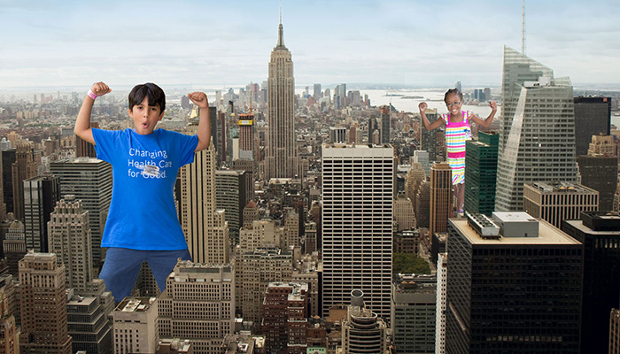 giant kids in NYC skyline