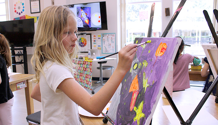 girl painting space picture