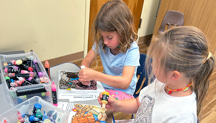 girls working on art project