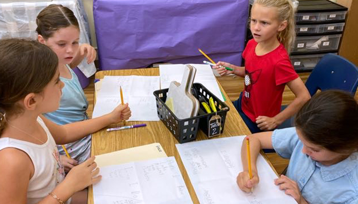 students working at desks